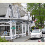 Downtown Chatham tree-lined street view of cute shops